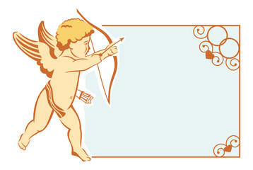 Valentine frame with Cupid
