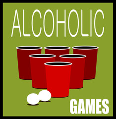 alcoholic games design with cups and balls