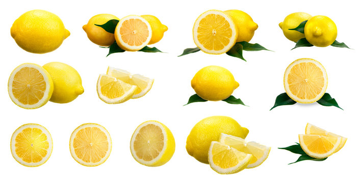 Set of lemons isolated on the white background