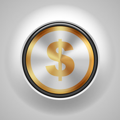 Dollar Golden sign button illustration
