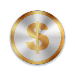 Dollar Golden sign button illustration