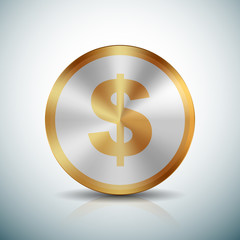 Dollar Golden sign button illustration