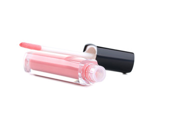 Pink lip gloss isolated on a white