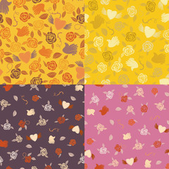 Four seamless patterns about romantic love