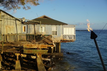 The town of Lahaina, former capital of Hawaii, in Maui, HI