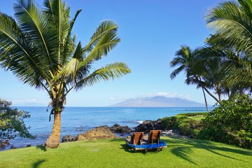 The Wailea beach area, on the West shore of the island of Maui in Hawaii