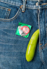 condom on jeans