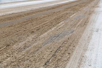 The slush on the road
