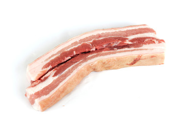 Pork belly on white background