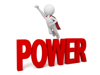 3D guy and a written power of slogan