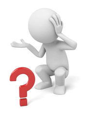 3D guy and a model of the question  mark