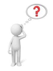 3D guy and a model of the question  mark