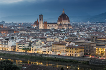 View of Florence after sunset from Piazzale Michelangelo, Floren