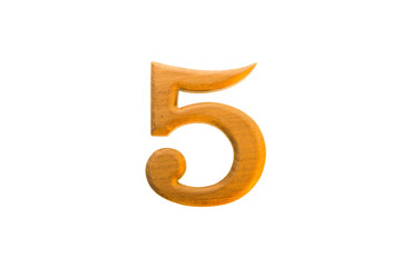 Number 5 golden teak wood