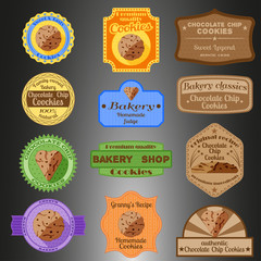 Chocolate chip cookies multiple styles badges set