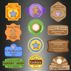 Gingerbread cookies multiple styles badges set