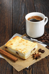 Cheese cake with coffee