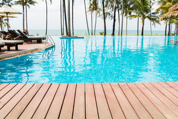 Wooden deck on water surface