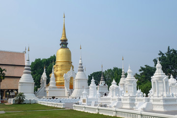 Fototapeta premium golden pagoda in wat suan dok temple, chiang mai, thailand