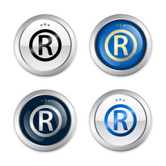 Obraz premium Registered seals or icons. Glossy silver seals or buttons.