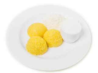 Traditional moldovan mamaliga porridge.