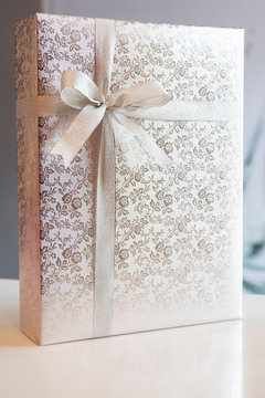 Gift box tied with a bow.