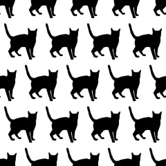 Seamless vector background with decorative cats