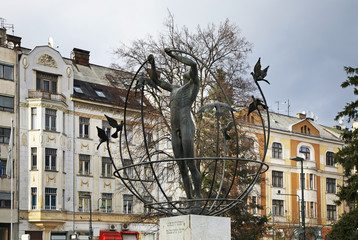 Fototapeta premium Monument to Multicultural Man in Sarajevo. Bosnia and Herzegovina
