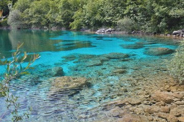 blue bottom at a depth of Lago di Cornino, Italy