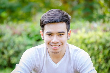 portrait of handsome young man, outdoor