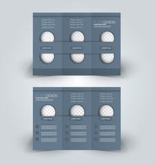 Brochure design template. Abstract background. for business, education, advertisement. Trifold booklet editable printable vector illustration. Grey color.