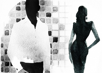 man and woman .abstract watercolor illustration © Anna Ismagilova