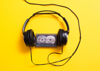 Headphones with audio cassette