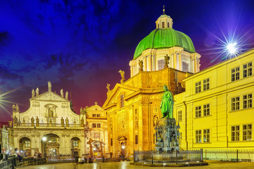 Fototapeta premium PRAGUE, CZECH REPUBLIC-SEPTEMBER 13, 2015: Monument for Charles