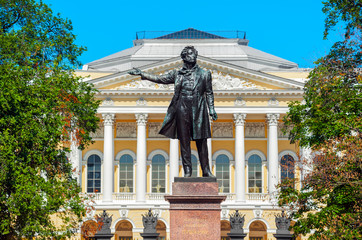 Alexander Pushkin monument, St Petersburg, Russia - obrazy, fototapety, plakaty