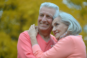 Senior couple in autumn park