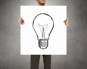 Fototapeta premium Businessman with white banner