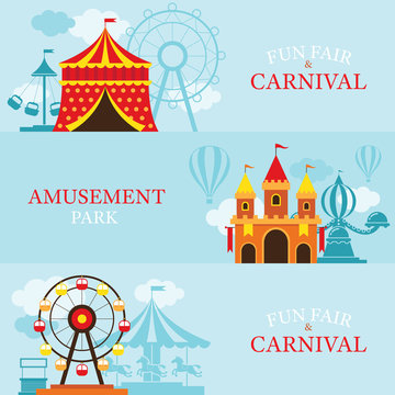 Amusement Park, Carnival, Fun Fair, Banner, Theme Park, Circus, Day Scene