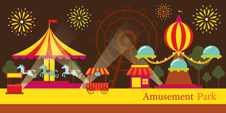Amusement Park, Carnival, Fun Fair, Theme Park, Circus, Night Scene