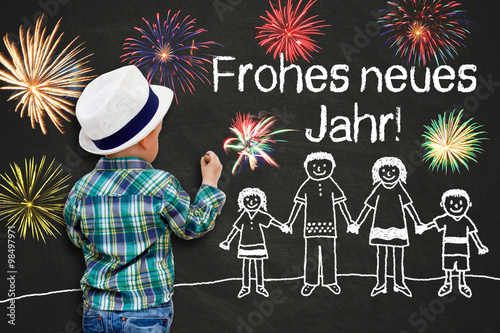 Neujahrswünsche für kinder! #silvester #neujahr #kinder #neujahrsspiele "Kinderzeichnung - Frohes neues Jahr!" Stockfotos und lizenzfreie