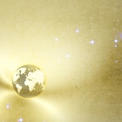Golden background with planet earth and stars. Basic image of earth courtesy NASA.