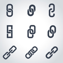 Vector black chain or link icon set