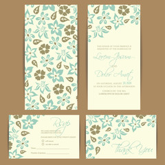 Beautiful floral wedding invitation card or announcement
