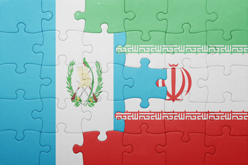 puzzle with the national flag of guatemala and iran
