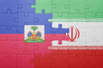puzzle with the national flag of haiti and iran