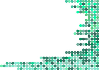 Circular pixel mosaic. Abstract green background, vector