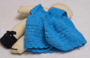 A cloth doll, make  the dress of wool