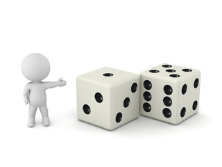 3D Character Showing Dice