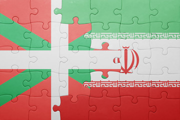 puzzle with the national flag of basque country and iran