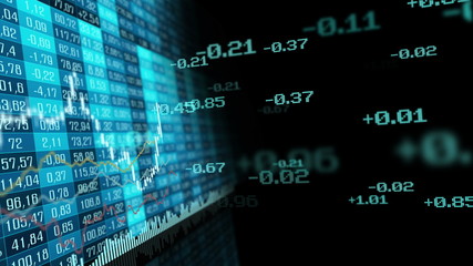 Animated table and bar graph of stock exchange market indices. 
